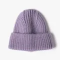 Stylish winter knitted beanie hat for women, soft rabbit hair look warm casual slouchy cap. - One Size / Light Purple
