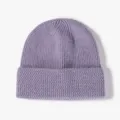 Purple Knit Beanie Winter Hat Casual Solid Color Warm Slouchy Cap for Men Women - One Size / Light Purple