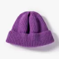Purple ribbed knit beanie winter warm hat solid color casual slouchy skull cap soft - One Size / Mottled Purple
