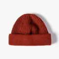 Solid color winter knit beanie for men and women, cozy casual warm hip hop skull cap hat. - One Size / Rust red