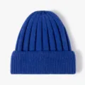 Gorro de punto acanalado azul para mujer, cómodo sombrero de invierno cálido y liso. - Talla única / Azul Cielo