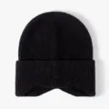 Classic black knitted beanie hat, warm winter earflap design, versatile and stylish. - One Size / Black
