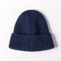 Cozy winter knitted beanie hat for women men, stylish soft warm wool cap solid color thick. - One Size / Navy Blue