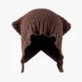 Brown knitted cat ear beanie autumn winter warm hollow wool hat for women stylish - One Size / Cat Ear Style Caramel