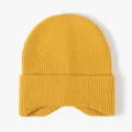 Mustard yellow ribbed knit beanie winter warm earflap hat stylish knitted cap - One Size / Turmeric