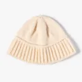 Cozy beige knit beanie for women and men, stylish solid color winter warm slouchy wool hat. - One Size / Milk White