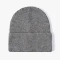 Grey knitted cuffed beanie hat for autumn and winter, warm wool knit cap for men and women - Dark Gray