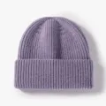 Berretto in maglia viola invernale, design con risvolto a costine, copricapo caldo comodo. - Taglia unica / 20B122 Viola medio chiaro