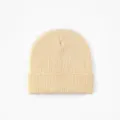 Solid beige ribbed knit beanie, warm winter casual solid color cap for daily wear. - 009 Beige