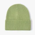 Green ribbed knit beanie for autumn and winter, cozy woolen cap for outdoor wear. - Grass Green