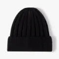 Gorro de punto acanalado negro para invierno, gorro informal liso y cálido para mujer y hombre. - Talla única / Negro