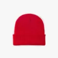 Solid red acrylic cuffed knit beanie, warm winter casual slouchy cap for men and women stylish. - 009 Bright Red