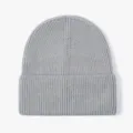 Grey ribbed knitted winter beanie hat for men and women, comfortable casual outdoor wear. - Heather Grey
