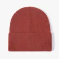 Red ribbed knit beanie winter hat, warm wool blend skull cap for men and women outdoor daily wear. - Rust Red