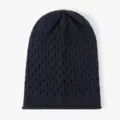 Knit slouchy beanie hat for women, casual hollow out cotton winter warm cap for daily wear. - One Size / Deep Royal Blue