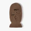 Brown three-hole knitted balaclava ski mask with AK rifle and savage embroidery. - Dark Khaki