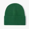 Dark green ribbed knit beanie hat for women and men, classic winter warm woolen cap. - Avocado Green
