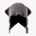 Grey Knitted Beanie Hat with Earflaps Autumn Winter Warm Casual Knit Cap for Women - One Size / Cat Ear Style Gray-Blue
