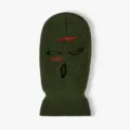 Green 3-hole knitted ski mask winter warm balaclava with AK embroidery and Savage letter. - Green