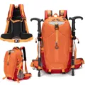Oranger 40L Wanderrucksack Outdoor Sport Leichter Trekkingrucksack für Reisen Camping - Profi-Version (Mit Atmungsaktivem System + Regenschutz) / Rot