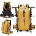 Große Kapazität Outdoor Wanderrucksack 40L multifunktionaler Sport Reise Rucksack Trekking - Profi-Version (Mit Atmungsaktivem System + Regenschutz) / Kurkuma
