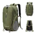 Grosses 40L Outdoor Trekking Rucksack wasserdicht Sport Wanderrucksack fuer Damen und Herren - Standardversion (Mit Regenschutz) / Grasgrün