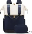 Stilvoller zweifarbiger reise laptop rucksack mit grossem fach und kleiner tasche - Große Größe Zweiteiliges Set / Cremeweiß Und Tiefblau