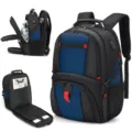 Wasserdichter Business Reise Laptop Rucksack mit USB Ladeanschluss schwarz blau gross. - Saphirblau