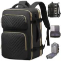 Großer Reise-Rucksack für Damen, multifunktionaler, wasserdichter, schwarzer Laptop-Schulranzen - Schwarz Stil (Mit Beutel)