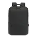 Minimalistischer schwarzer Business Pendler Laptop Rucksack, wasserdichter Leder Freizeitrucksack. - Schwarz (218)