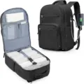 Große Kapazität Reise Rucksack mit USB Ladeanschluss, wasserdichte Laptoptasche für Damen. - Schwarz