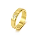 Gold Titanium Steel Spinner Cross Ring with Sparkle Diamonds Couple Wedding Jewelry - 13# / Narrow Version / Gold