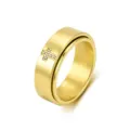 Gold titanium steel spinner ring with sparkling cross rhinestones for men and women couple jewelry - 13# / Loose Fit / Gold