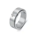 Stainless steel spinner cross ring for couples, silver color, stylish finger jewelry item. - 13# / Loose Fit / Steel