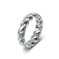 Silver titanium steel braided chain ring for men and women minimalist fashion jewelry - Size 6 / Steel