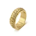 Men's titanium steel dragon scale spinner ring, vintage gold punk style band for daily wear. - 7# / Gold