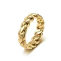 Gold braided chain titanium steel ring for men and women, stylish vintage fashion jewelry. - Size 6 / Gold