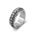 Vintage dragon scale spinner ring for men, titanium steel punk decompression jewelry. - 7# / Steel