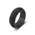 Men black titanium steel dragon scale spinner ring punk vintage decompression jewelry - 7# / Black