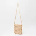 Handcrafted Wooden Beaded Crossbody Bag Compact Chic Mini Shoulder Bag Beige Natural Style - Small (20*2*22.5CM) / Light Wood Color Style (Style: BB250021-3)