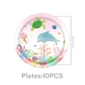 Bunte Pappteller mit niedlichen Ozean Motiven für Kindergeburtstag, Einweggeschirr 18cm. - 海洋动物7寸纸盘