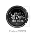 Black skeleton hand party paper plates, 7 inch gothic theme disposable tableware details. - Black Finger 7-Inch Plates (20 Pcs)