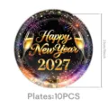 Black gold New Year paper plates 23cm disposable tableware party decoration set 10pcs - 9 Inch Plate / 10 Pieces Pack