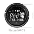 Black skeleton hand themed party paper plates 23cm 9inch disposable tableware set 20pcs - Black Finger 9-Inch Plates (20 Pcs)
