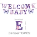 Σετ διακόσμησης πάρτι με μωβ πεταλούδα για baby shower με γράμματα και 13 τεμάχια. - Πανό Πεταλούδα 13 Τεμάχια