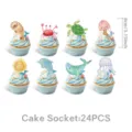 Ozean Meer Tiere Cupcake Topper Set für Kindergeburtstag Torte Dekoration 24 Stück - 海洋动物小插排