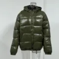 Mens winter hooded puffer jacket glossy army green casual warm outerwear size M-3XL - S / Tops / Army Green