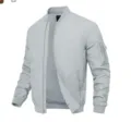 Heren casual effen bomberjack losse rits werkkleding stijlvol buitenjassen detail weergave - 3XL / Tops / Ivoor