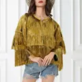 Variante de cape à franges en tinsel doré brillant, idéale pour les fêtes de carnaval. - 3XL / Hauts / Or