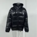 Mens Glossy Black Hooded Puffer Jacket Winter Warm Casual Thick Down Coat Outerwear - S / Tops / Black